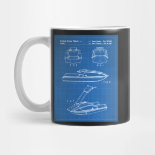 Jet Ski Patent - Watersports Lake Beach House Art - Blueprint Mug